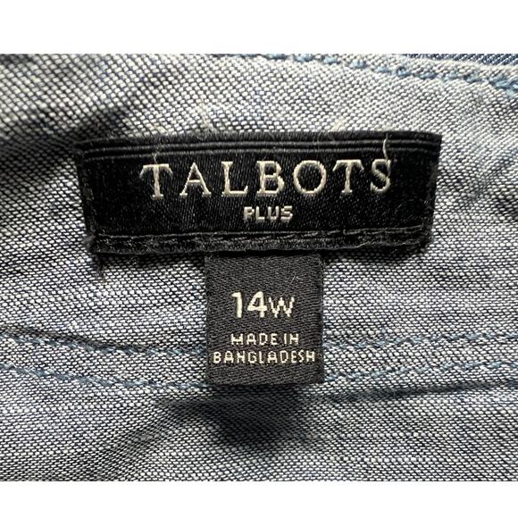 Talbots Womens Plus Size 14W Slub Denim Shift Midi Dress Blue - Picture 3 of 11